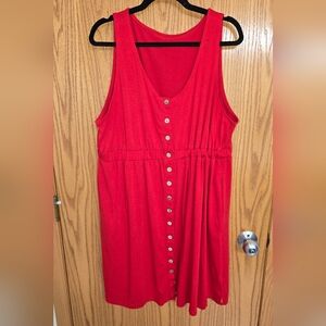 Red Sleeveless Button-Front Women’s Dress